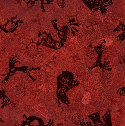 Legends Kokopelli Brick Oasis Fabrics Cotton Fabric OA-598043