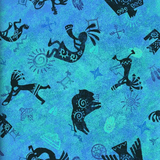 Legends Kokopelli Turquoise Oasis Fabrics Cotton Fabric OA-598042