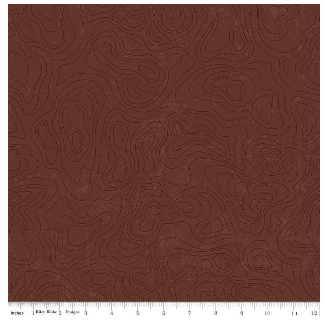 Legends of the National Parks Topographic Brown Anderson Design Riley Blake Cotton Fabric RB-C13293-Brown