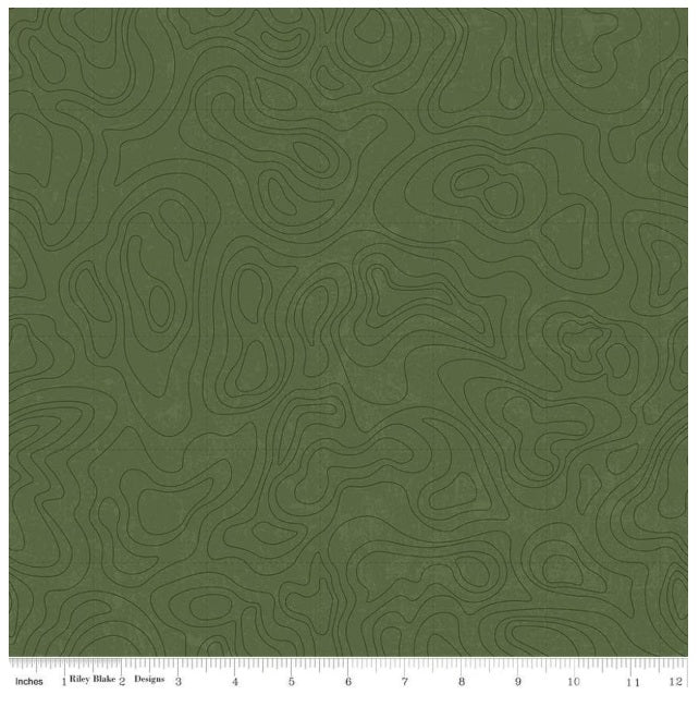 Legends of the National Parks Topographic Chive Green Anderson Design Riley Blake Cotton Fabric RB-C13293-CHIVE