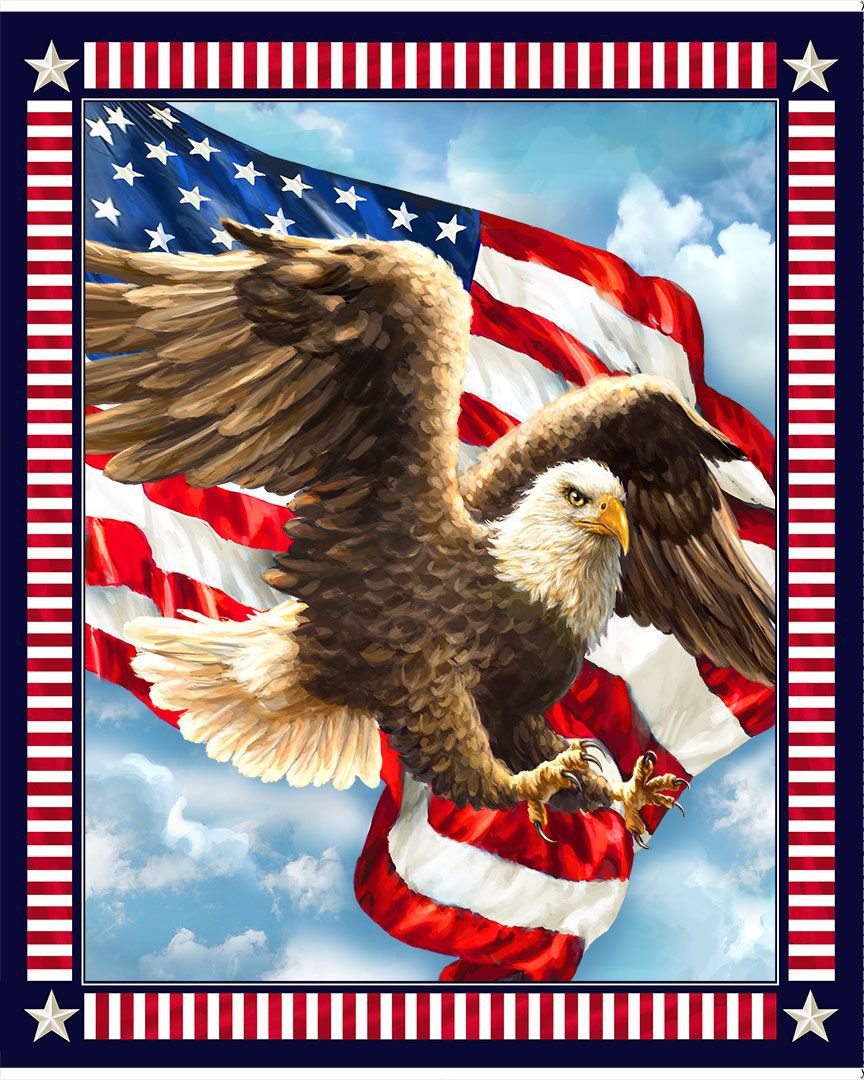 Let Freedom Ring Liberty Eagle Panel 36" USA Multi Dona Geslinger Timeless Treasures Cotton Fabric | US Fabric Shop
