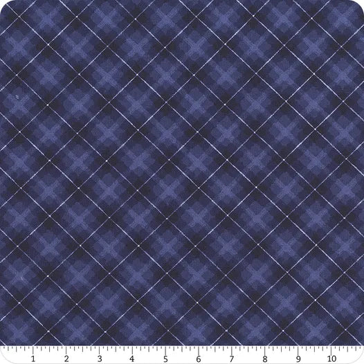 Let It Snow-Man! Diagonal Plaid Dark Blue Danielle Leone Wilmington Prints Cotton Fabric WP-3017-27759-441