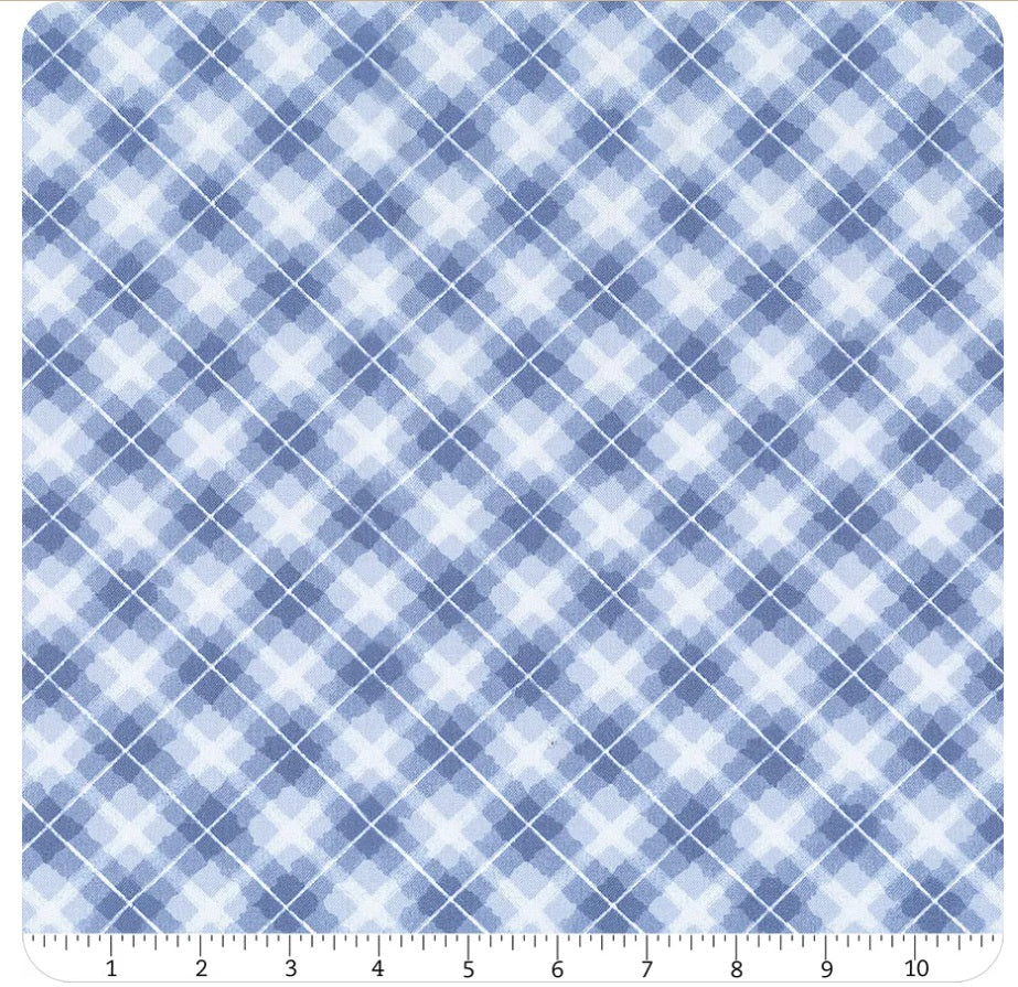 Let It Snow-Man! Diagonal Plaid Medium Blue Danielle Leone Wilmington Prints Cotton Fabric WP-3017-27759-440