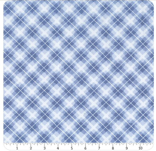 Let It Snow-Man! Diagonal Plaid Medium Blue Danielle Leone Wilmington Prints Cotton Fabric WP-3017-27759-440
