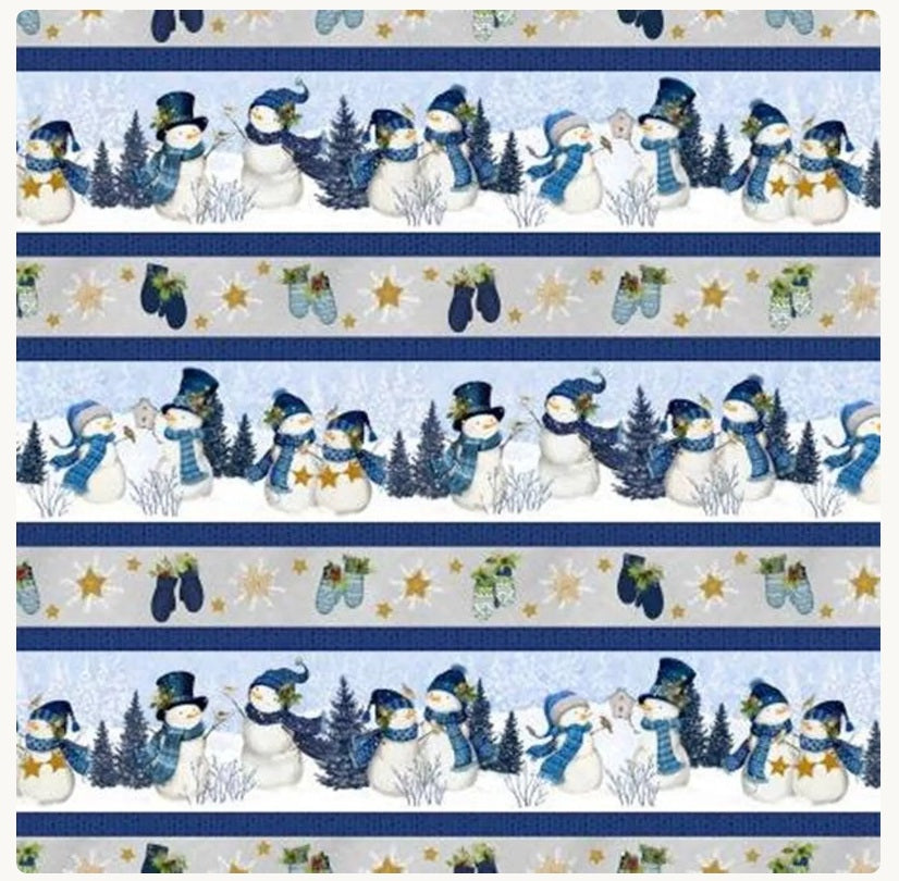 Let It Snow-Man! Repeating Stripes Danielle Leone Wilmington Prints Cotton Fabric WP-3017-27752-941