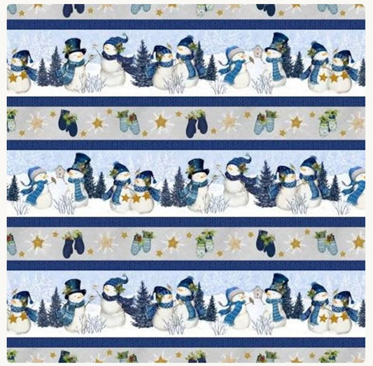Let It Snow-Man! Repeating Stripes Danielle Leone Wilmington Prints Cotton Fabric WP-3017-27752-941