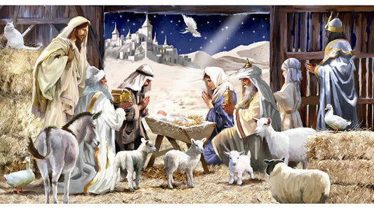 Let Us Adore Him Panel 24" Multi The MacNeil Studio 3 Wishes Cotton Fabric 3W-23822-PNL
