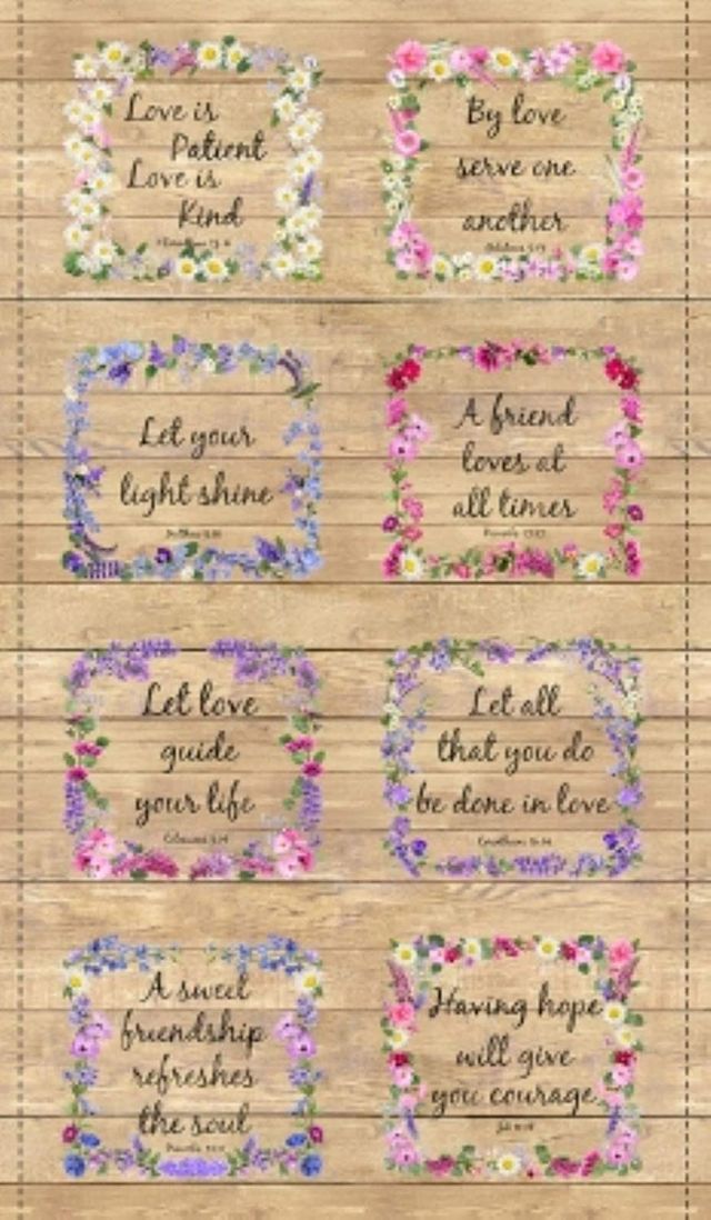 Let Your Light Shine Floral Provers on Wood Panel 24" Multi Timeless Treasures Cotton Fabric