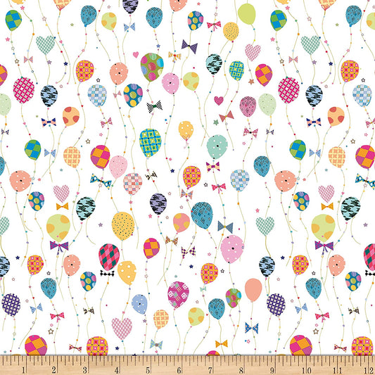 Let's Celebrate Balloons White Quilting Treasures Cotton Fabric