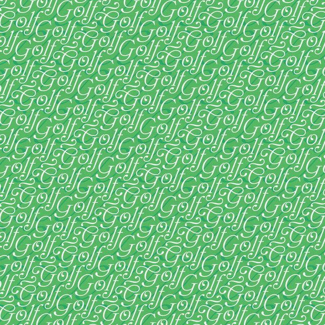 Let's Go Golfing Golf Script White Cream Green Paintbrush Studio Cotton Fabric PBS-120-25198