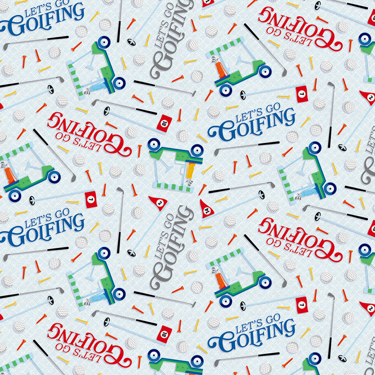 Let's Go Golfing Blue Green Red Paintbrush Studio Cotton Fabric PBS-120-25193