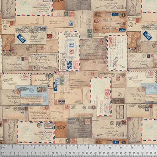 Foundations Letter Neutral Tim Holtz Eclectic Elements Free Spirit Cotton Fabric