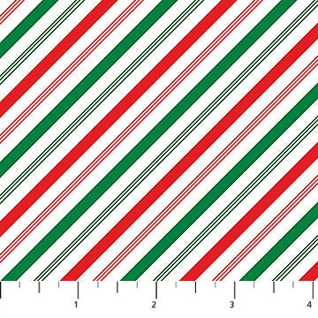 Letters to Santa Diagonal Stripe White Multi Simon Treadwell Northcott Studio Cotton Fabric