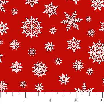 Letters to Santa Snowflake Red Simon Treadwell Northcott Studio Cotton Fabric