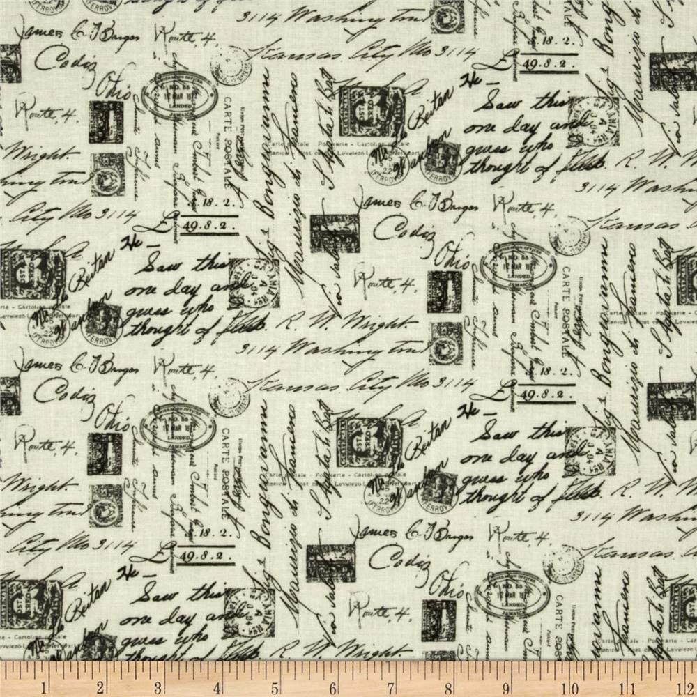 Letters from Paris Script Cream Timeless Treasures Cotton Fabric