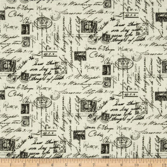 Letters from Paris Script Cream Timeless Treasures Cotton Fabric