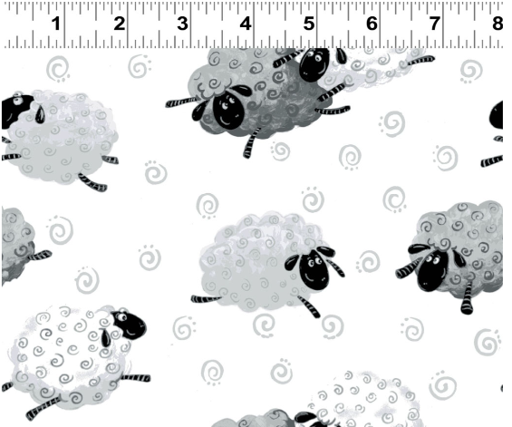 Lewe the Ewe Leaping Sheep Medium Grey Susybee Clothworks Cotton Fabric CLT-SB20052A-170