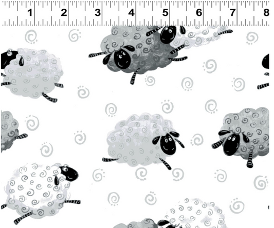 Lewe the Ewe Leaping Sheep Medium Grey Susybee Clothworks Cotton Fabric CLT-SB20052A-170