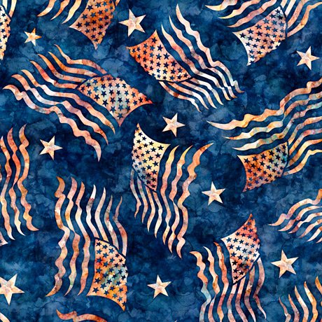 Liberty Glory Freedom Patriotic Flag Toss Brick Dan Morris Quilting Treasures Cotton Fabric