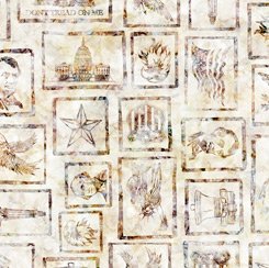 Liberty Glory Freedom Patriotic Tossed Blocks Cream Dan Morris Quilting Treasures Cotton Fabric