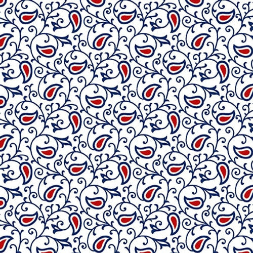 Liberty Paisley White Satin Moon Designs Blank Quilting Cotton Fabric