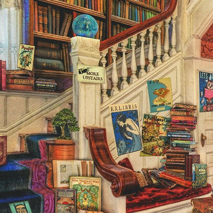 Library of Rarities Books Antique Brown Aimee Stewart Robert Kaufman Cotton Fabric RK-ATX-20802-199