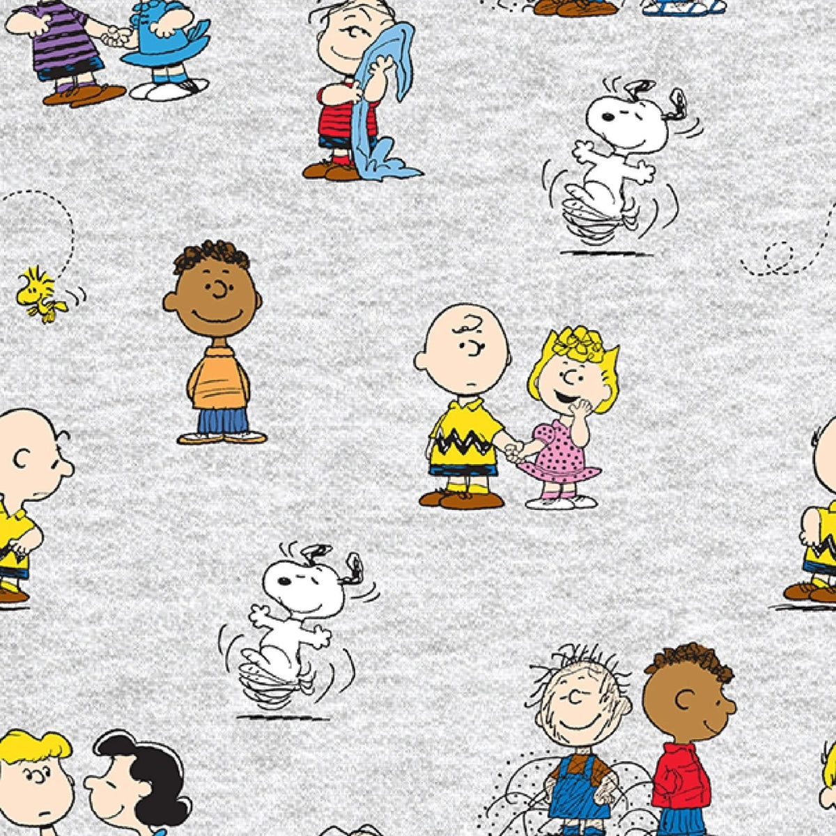 Licensed Character Peanuts Charlie Brown & Gang Heather Gray Springs Creative Cotton Fabric SC-7873 | US Fabric Shop