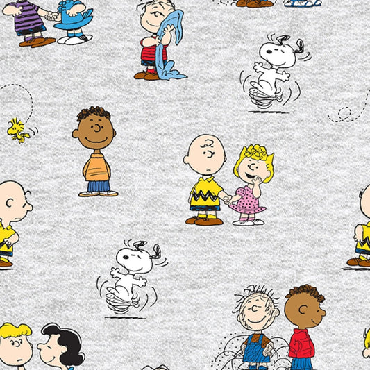 Licensed Character Peanuts Charlie Brown & Gang Heather Gray Springs Creative Cotton Fabric SC-7873