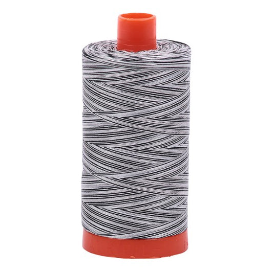 Licorice Twist Black White Variegated Mako Thread 50wt 1300m 1422yds 6ct Aurifil AF-A1150-4652