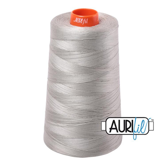 Light Grey Aurifil Longarm Cotton Quilting Thread 50wt 6452yds Cone