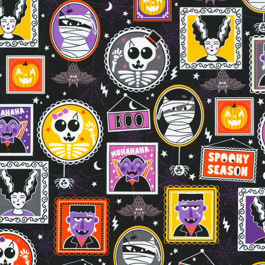 Lights Out Glow in the Dark Spooky Black Robert Kaufman Cotton Fabric RK-SRKDO-23740-282