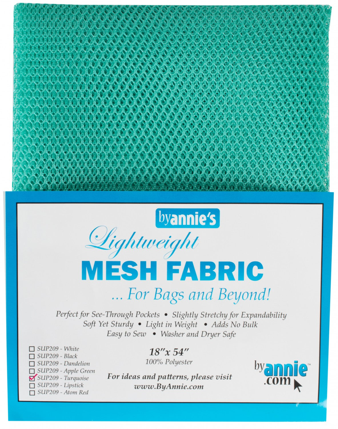 Lightweight Mesh Fabric Turquoise By Annie's 18”x 54” Polyester