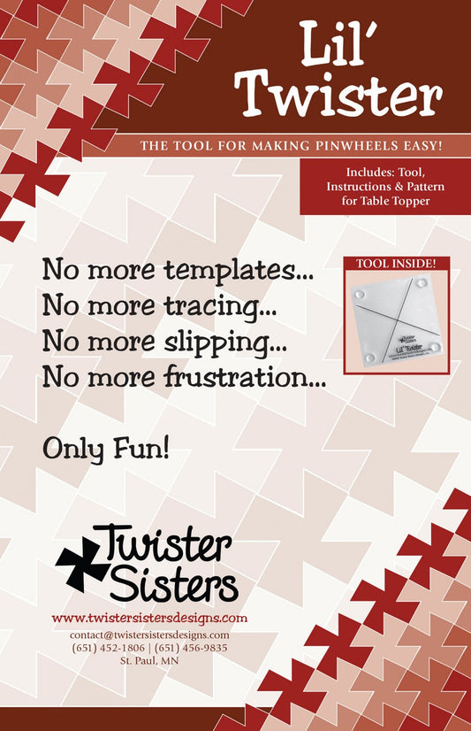 Lil' Twister Pinwheel Acrylic 3-1/2" x 3-1/2" Quilting Template Twister Sisters Design