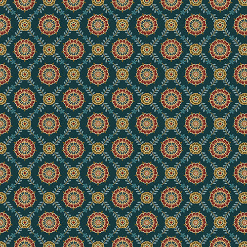 Lille Medallion Lattice Teal Michelle Yeo Henry Glass Cotton Fabric