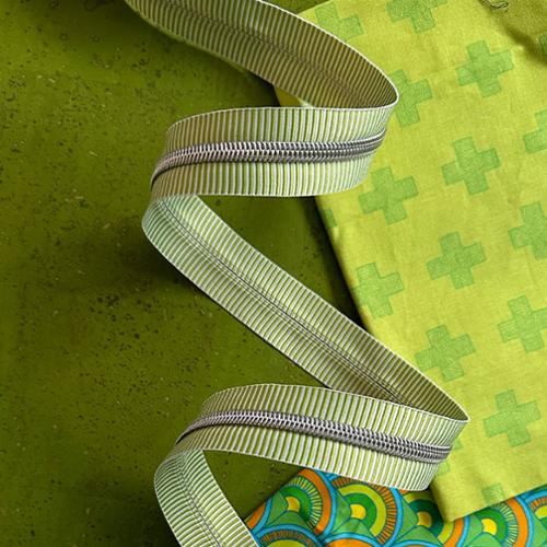 Lime Green Stripe Zipper 3yds Sassafras Lane Designs