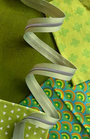 Lime Green Stripe Zipper Tape with Nickle Teeth Sassafras Lane Designs SL-SASSKIT-017K