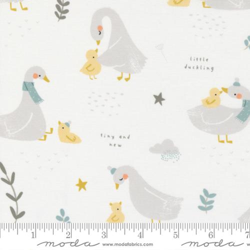 Little Ducklings Mother and Baby Duck White Paper and Cloth Moda Fabrics Cotton Fabric