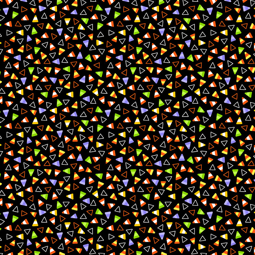 Little Monsters Candy Corn Black Emily Elizabeth Blank Quilting Cotton Fabric | US Fabric Shop