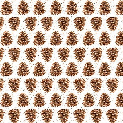 Little Ones Pinecones White Brown Dawn Rosengren Henry Glass Cotton Fabric