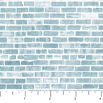 Little Builders Construction Bricks Blue Figo Northcott Cotton Fabric NC-FIGO-91358-40