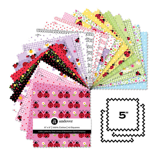 Little Ladies 5" Squares Charm Pack 42pcs Tami Jones Andover Fabrics Cotton Fabric AF-5-LITT-42