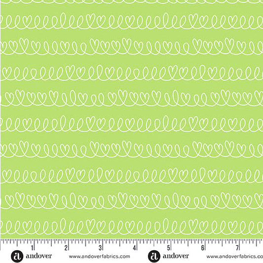 Little Ladies Hide and Seek Swirl Fern Green Tami Jones Andover Fabrics Cotton Fabric AF-A-10504-G