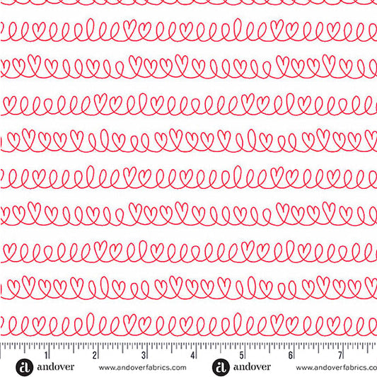 Little Ladies Hide and Seek Swirl Red Tami Jones Andover Fabrics Cotton Fabric AF-A-10504-R