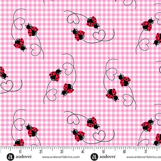 Little Ladies Twin Treasures Ladybugs Hot Pink Tami Jones Andover Fabrics Cotton Fabric AF-A-10503-E