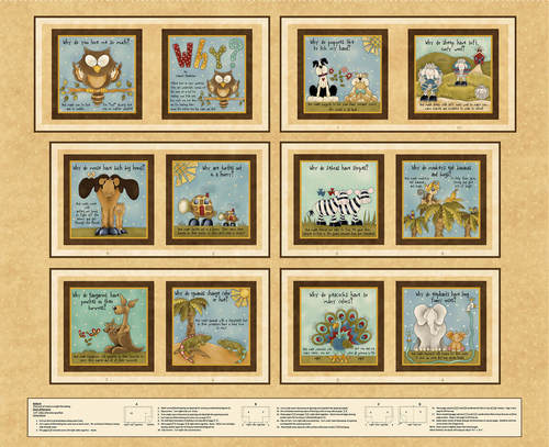 Little Readers Explains Why God Made Animals A Certain Way Panel 36" Beige Henry Glass Cotton Fabric