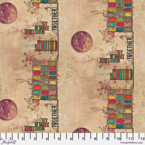 Live Out Loud Brave and Beautiful Parchment Beige Seth Apter Free Spirit Cotton Fabric FS-PWSE014.PARCHMENT