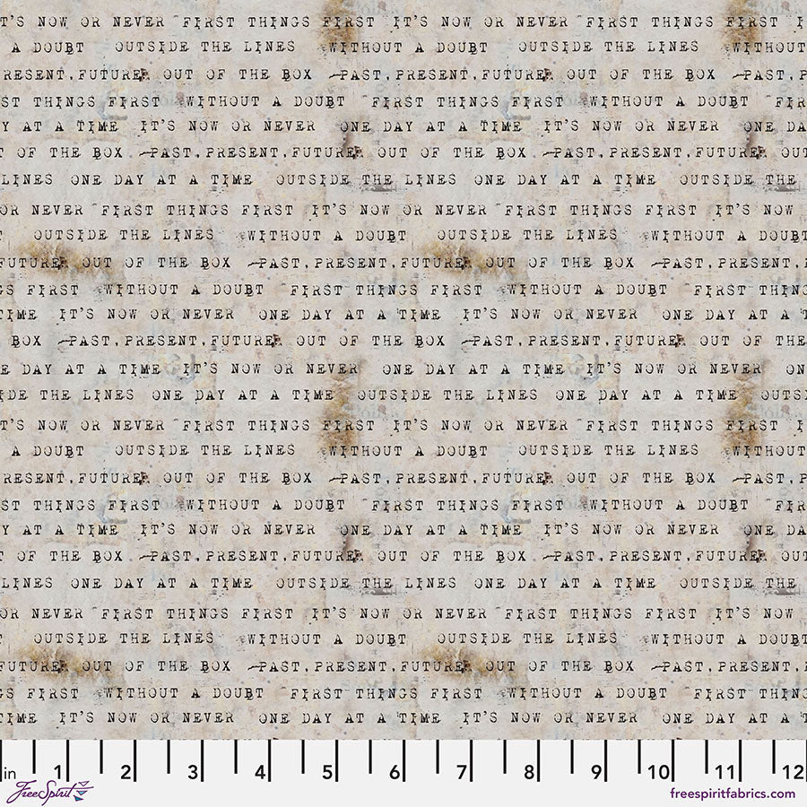 Live Out Loud Mantra Paper Beige Seth Apter Free Spirit Cotton Fabric FS-PWSE022.PAPER
