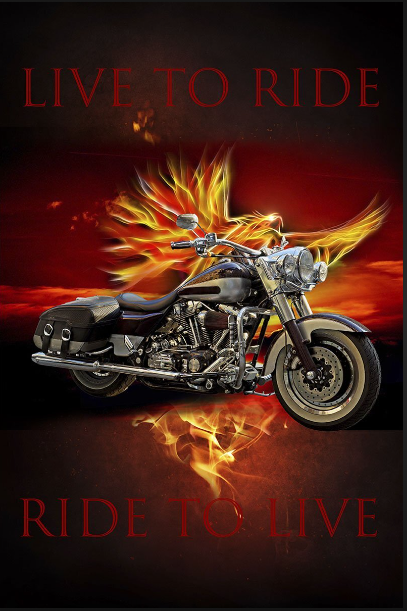 Live To Ride Panel 36" Black David Textiles Cotton Fabric DT-AL-3764-9C