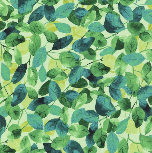 Living Color Leaves Green Chong‑A Hwang Timeless Treasures Cotton Fabric TT-CD4057-GREEN