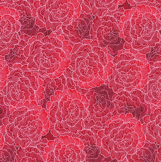 Living Color Packed Tonal Flowers Red Chong‑A Hwang Timeless Treasures Cotton Fabric TT-CD4055-RED